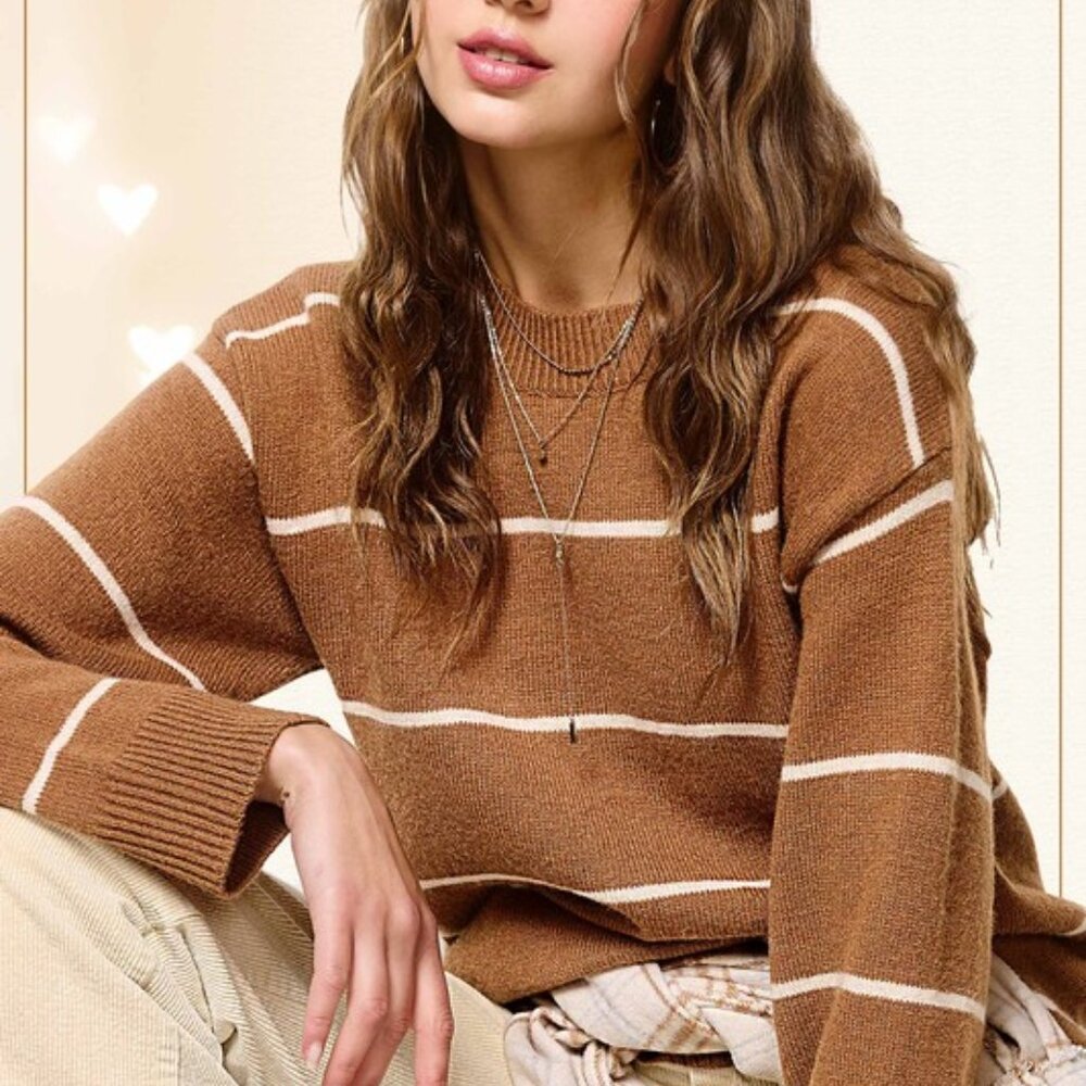 LOOSE FIT STRIPE SWEATER TOP